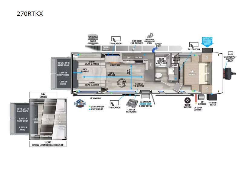 2024 Forest River Salem FSX 270RTKX Toy Hauler Travel Trailer RV For
